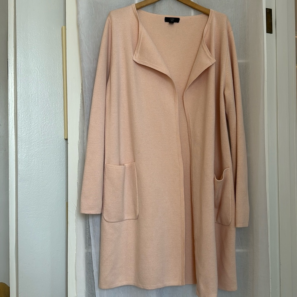Pale pink J.Crew long sweater blazer